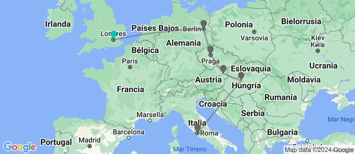 Map of Capitales imprescindibles y Centroeuropa