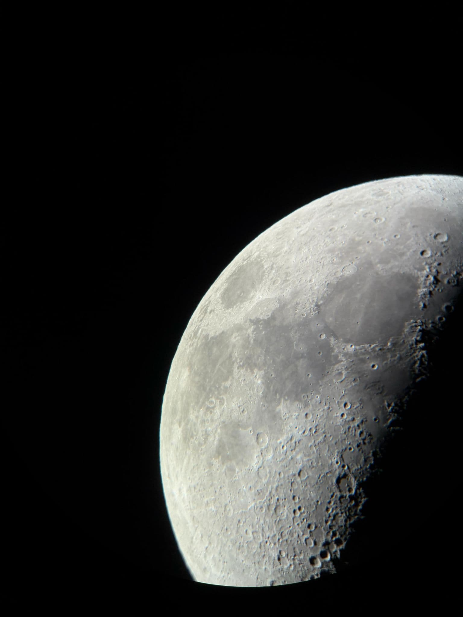 The Moon close-up through a telescope, photographed during a trip in the Atacama Desert, Chile.