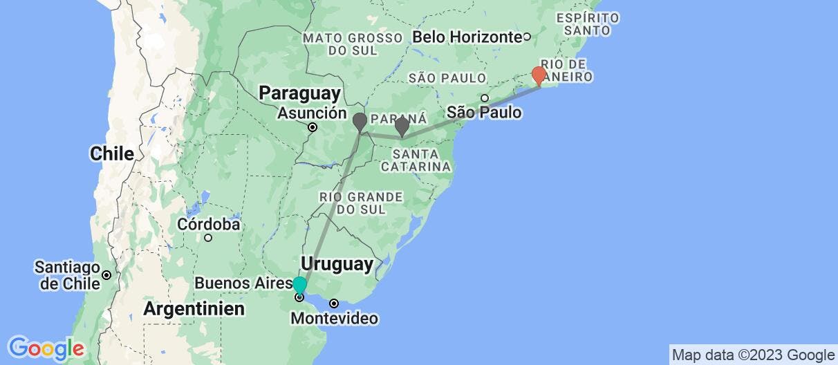Map of Buenos Aires, Iguazú & Rio de Janeiro