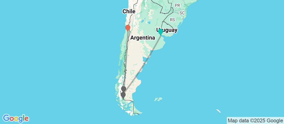 Map of Esencia Patagónica y Ciudades Culturales