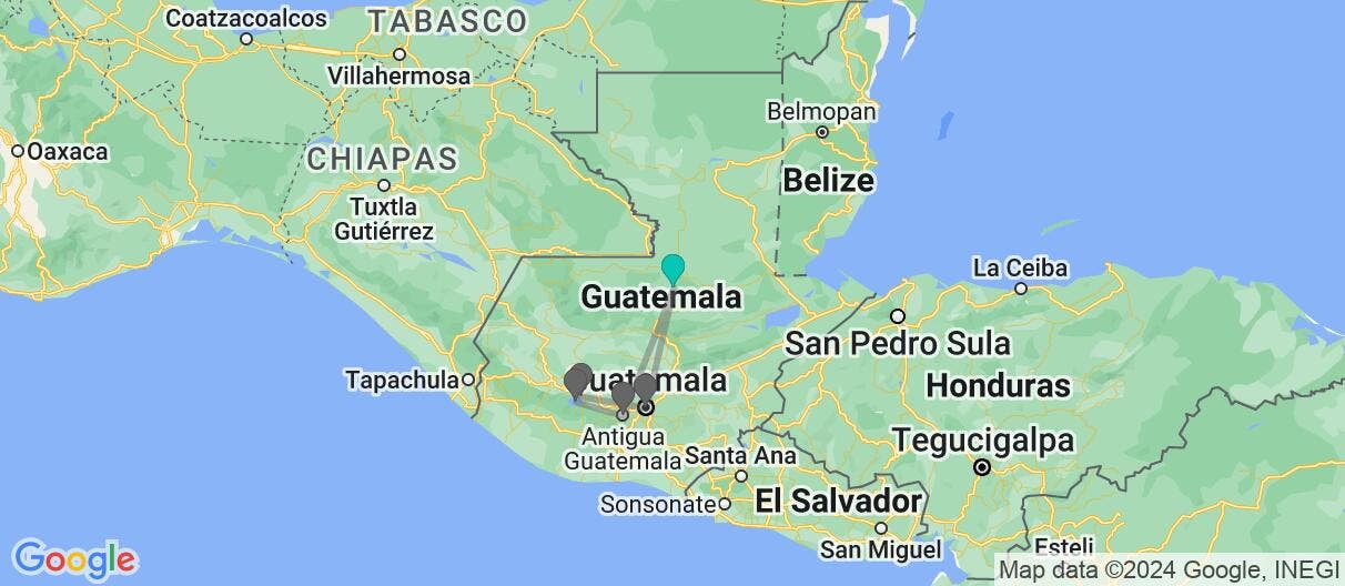 Map of Antigua Guatemala & Lake Atitlan Escape 