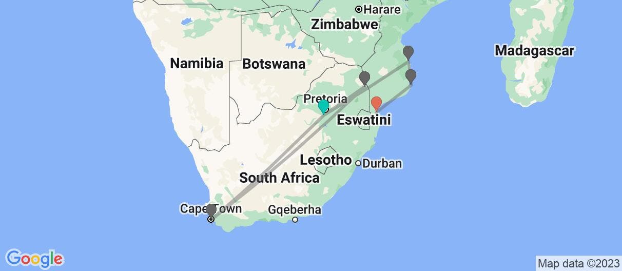 Map of South Africa & Mozambique
