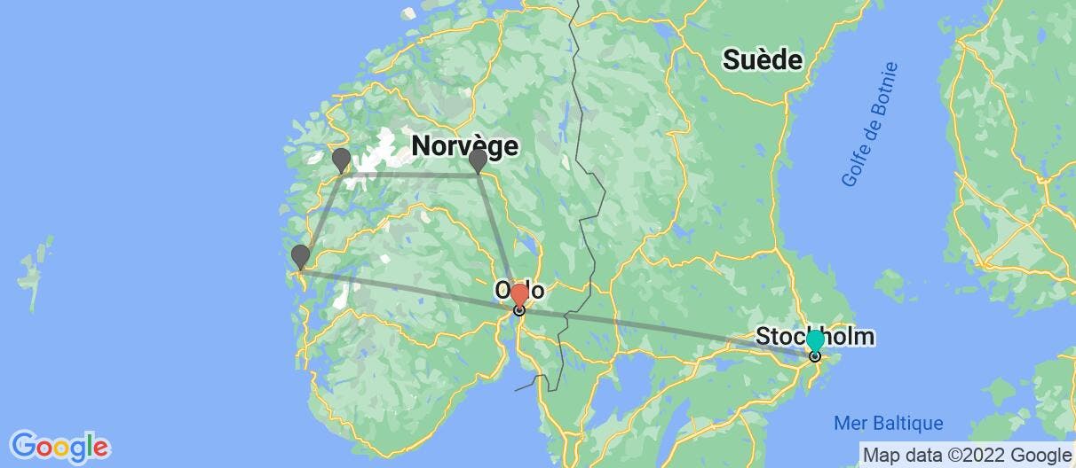 Map of La péninsule scandinave