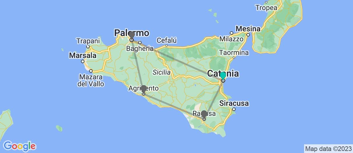 Map of Viaje guiado por los tesoros de Sicilia