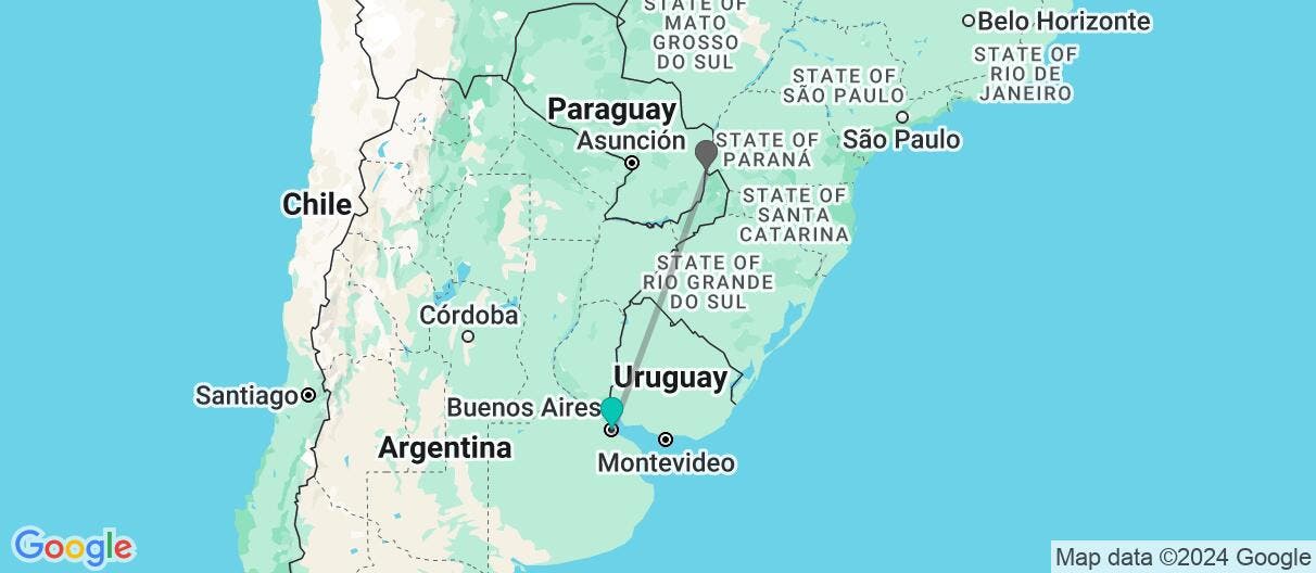 Map of Buenos Aires & Iguazu Falls