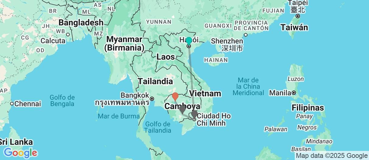 Map of De la bahía de Halong a Angkor Wat 