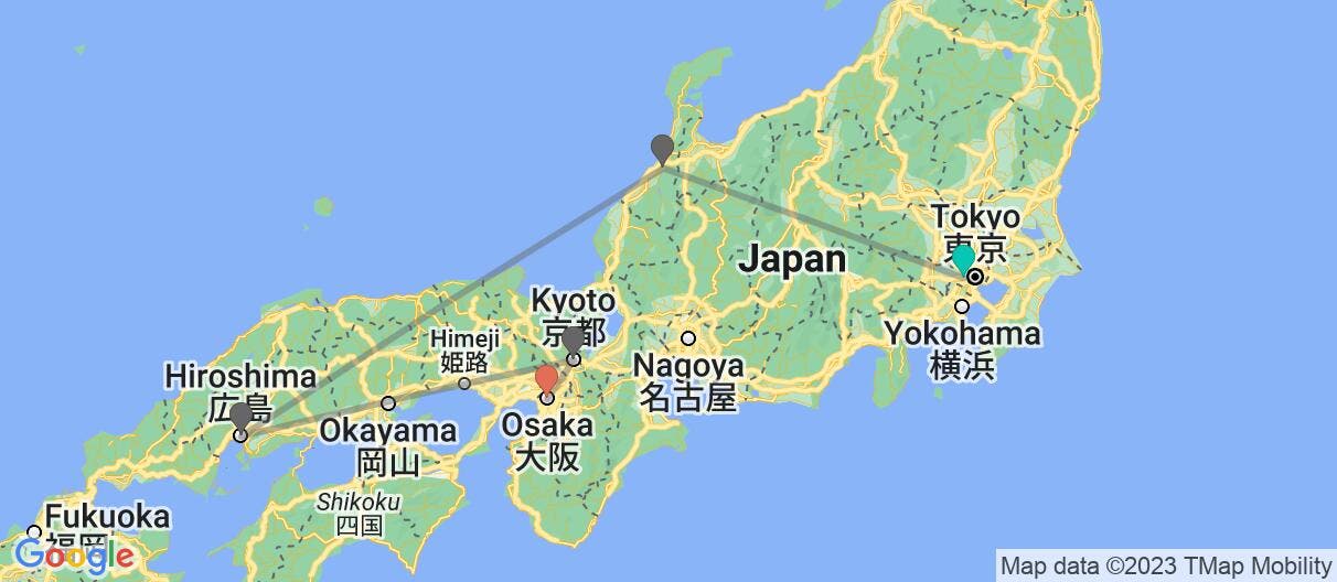 Map of Self-Guided Land of the Rising Sun