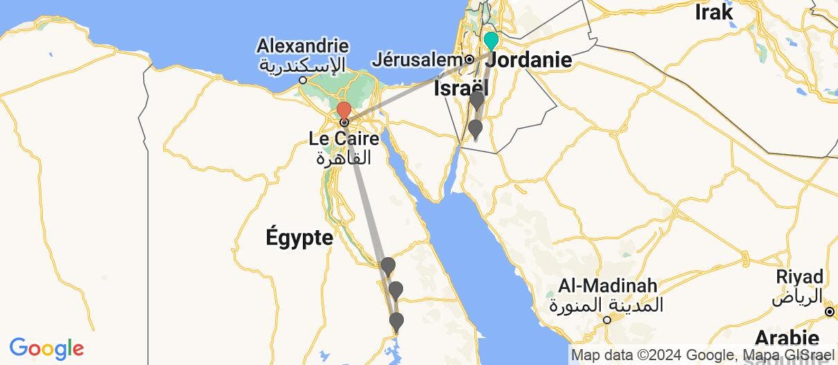 Map of Royaume hachémite, pyramides et le Nil