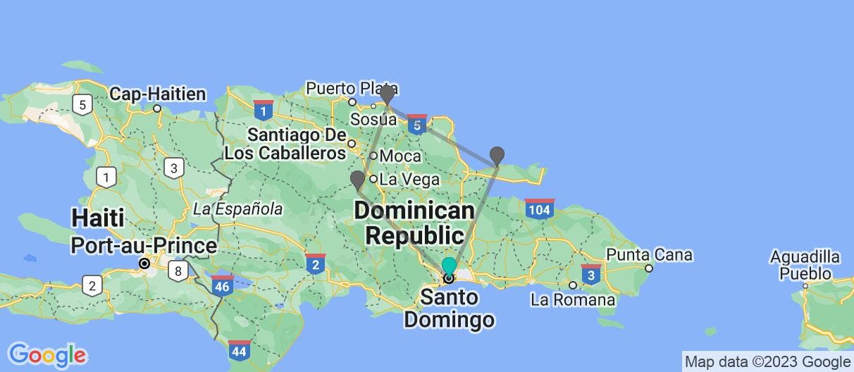 Map of Santo Domingo, Highlands & Tropical Shores