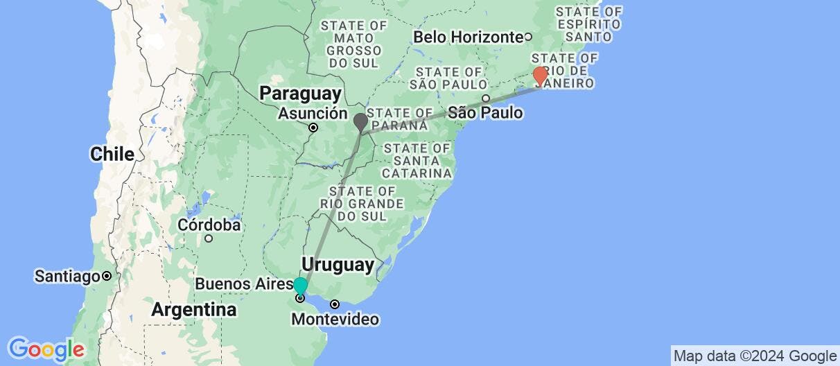 Map of Buenos Aires, Iguazu & Rio de Janeiro