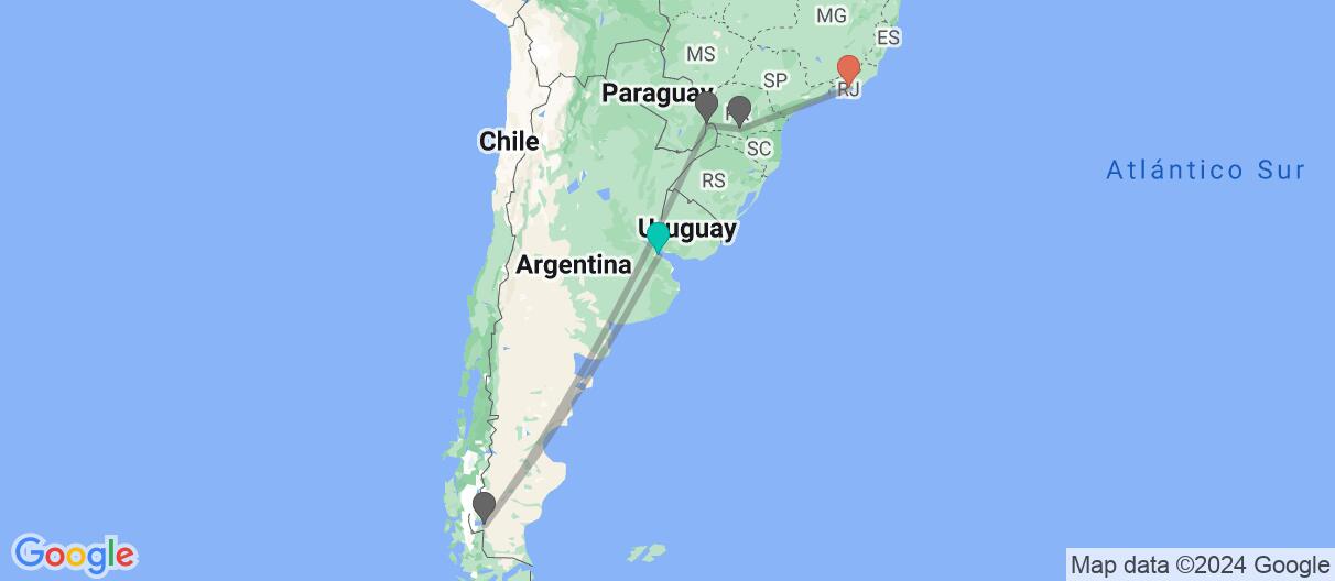 Map of Capitales, Iguazú y Los Glaciares
