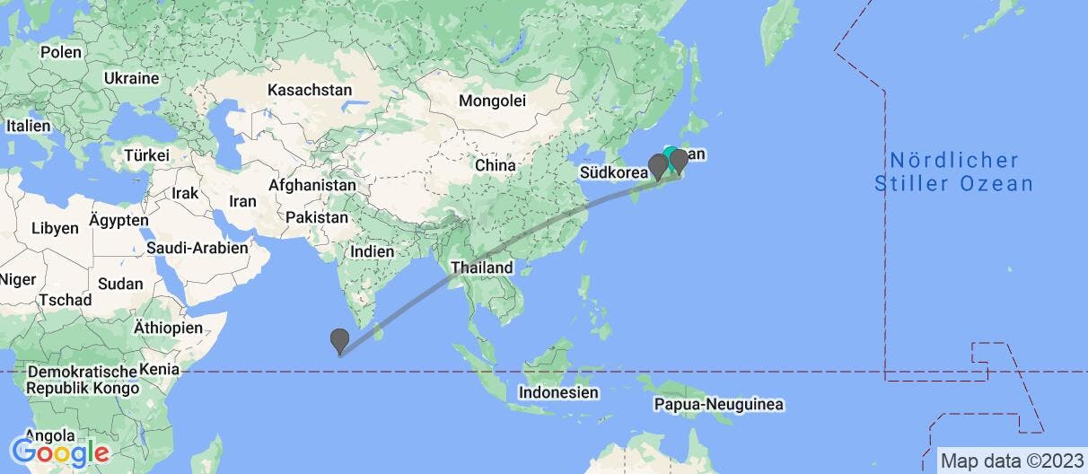 Map of Selbstgeführte Reise Japan und Malediven