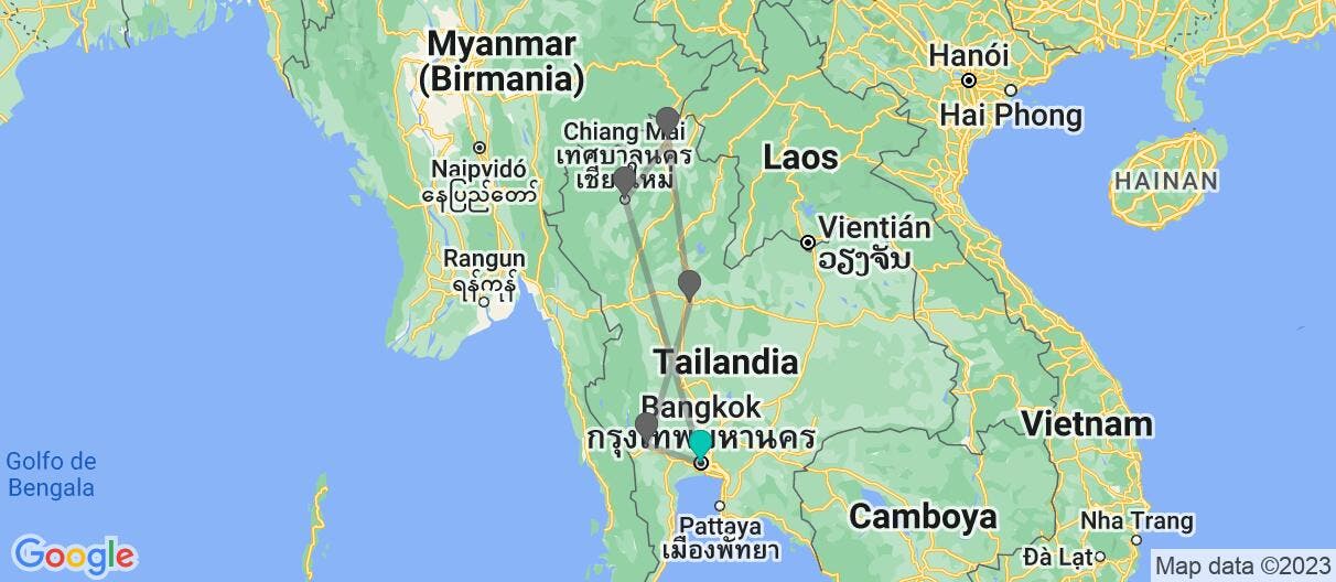 Map of Templos de Siam y secretos del río Kwai