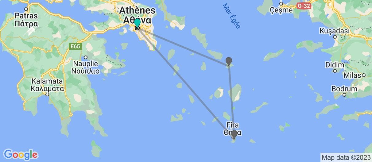Map of Escapade à Athènes & les îles Cyclades