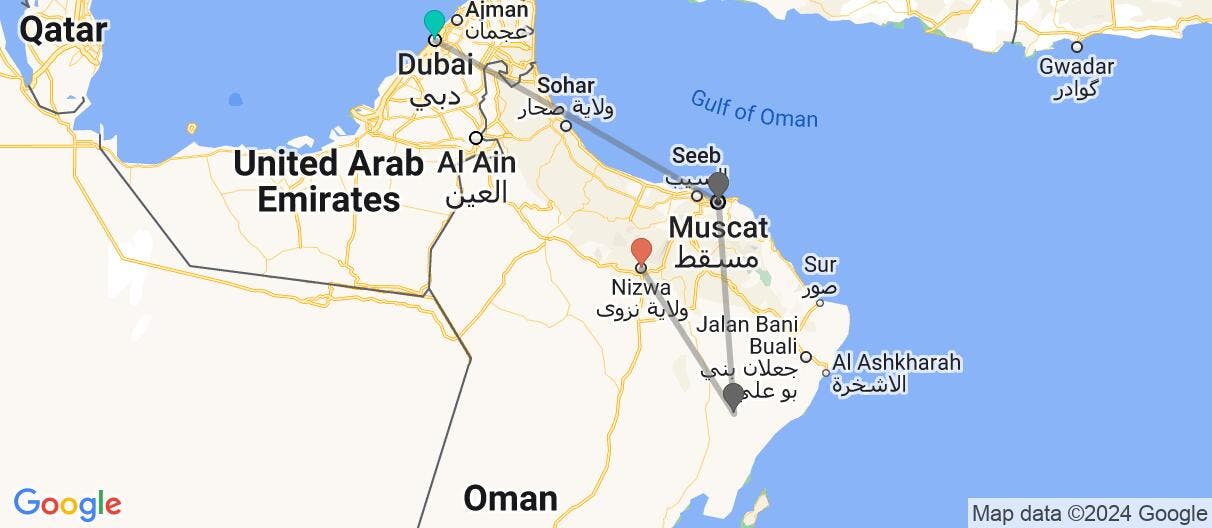 Map of Cities and Sand Dunes: Emirates & Oman