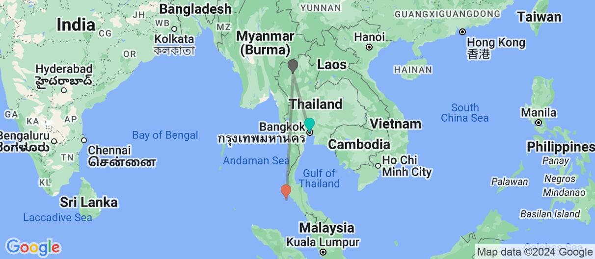 Map of Temples of Siam, Chiang Mai & Phuket