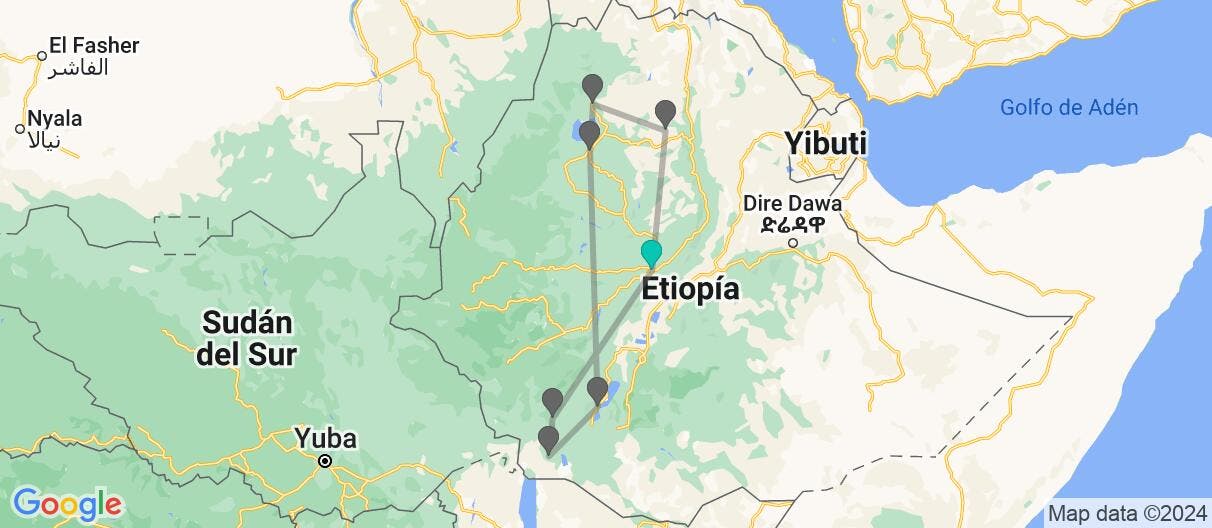 Map of Iglesias monolíticas y tribus ancestrales