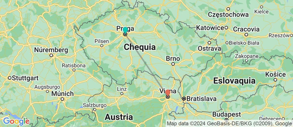 Map of Navidad de cuento en Praga y Viena