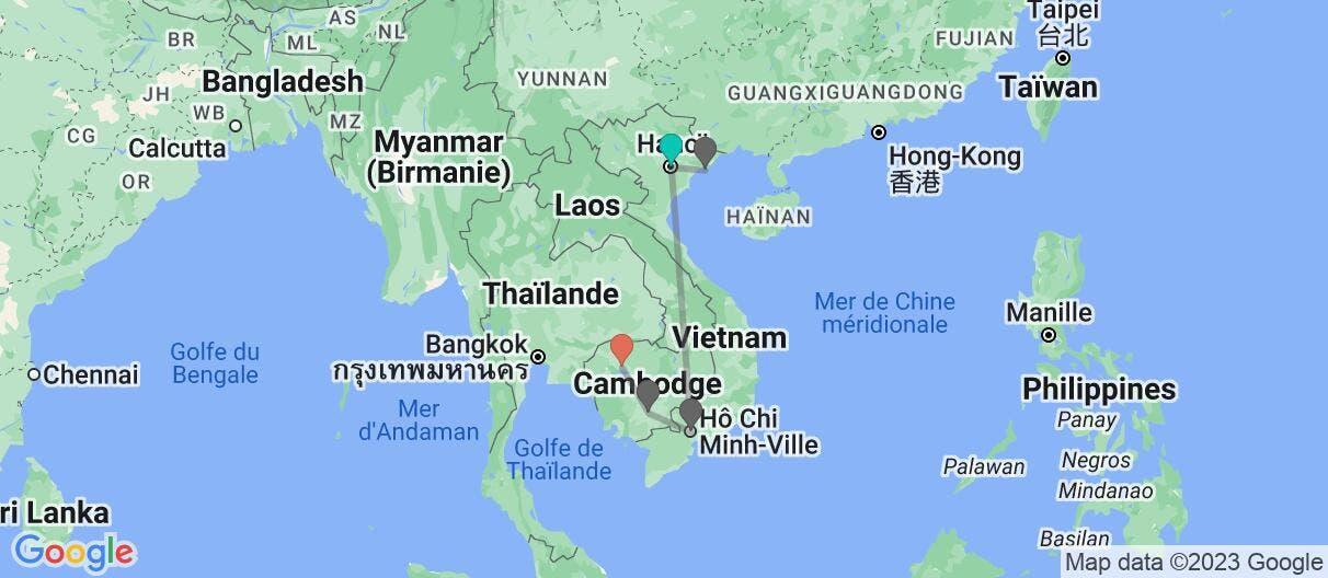 Map of De la baie d’Ha Long Bay à Angkor Vat