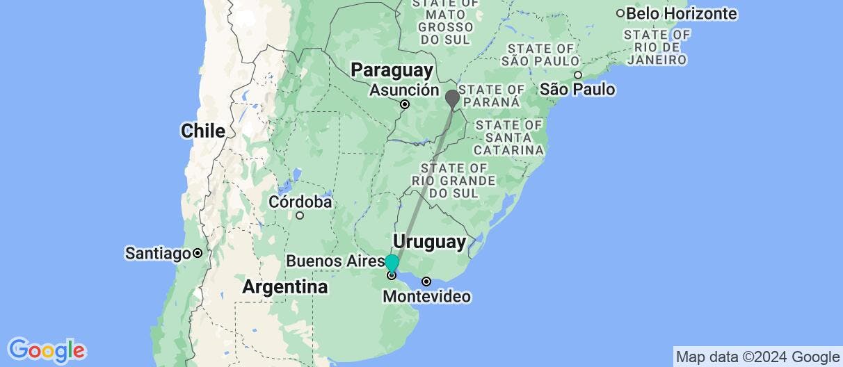 Map of Buenos Aires & Iguazu Falls