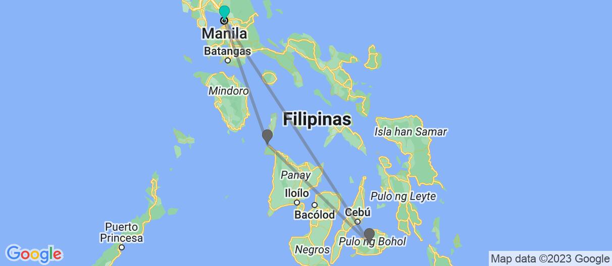 Map of Playas filipinas y Colinas de Chocolate