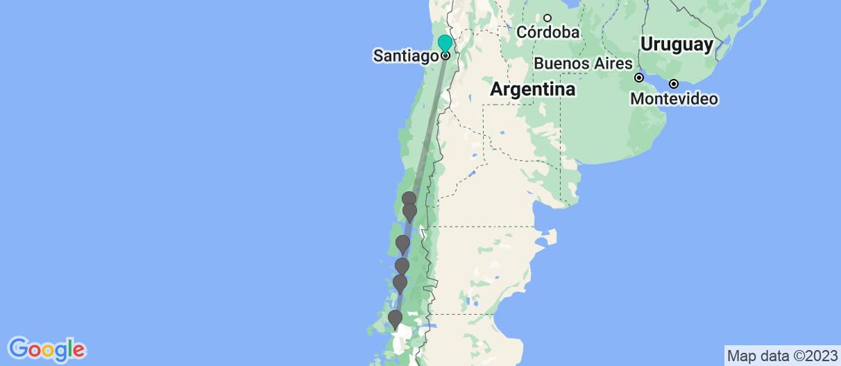 Map of Cruise Adventure in Chilean Patagonia