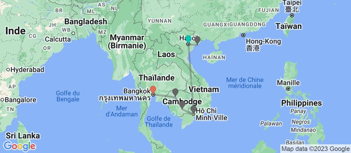 Map of Une odyssée dans le Sud-Est asiatique