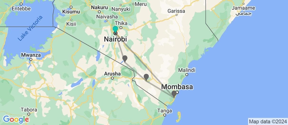 Map of Safari y relax paradisíaco en Kenia