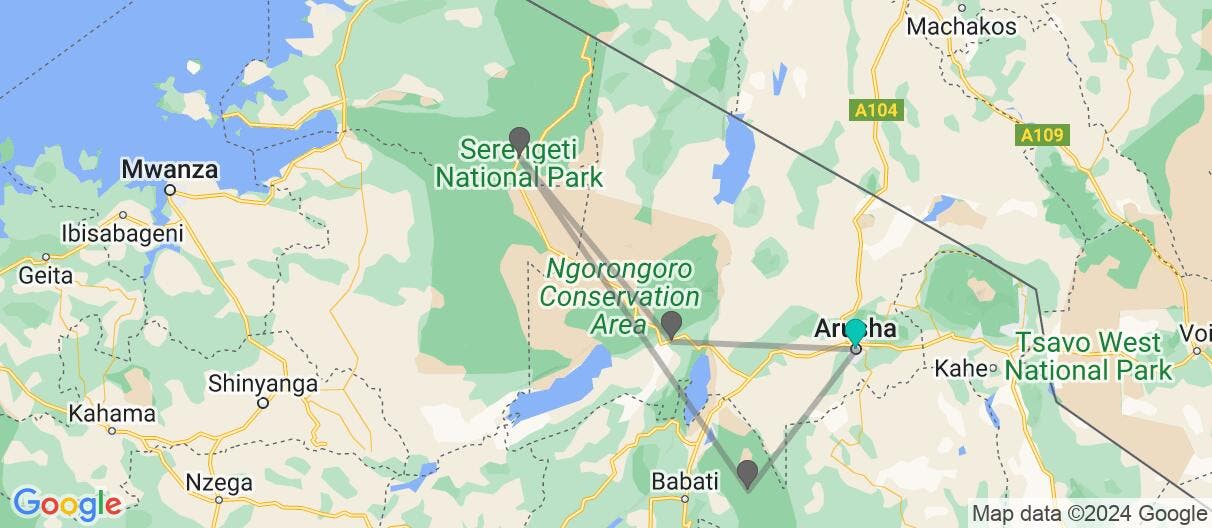 Map of Safari en Serengueti y Tarangire