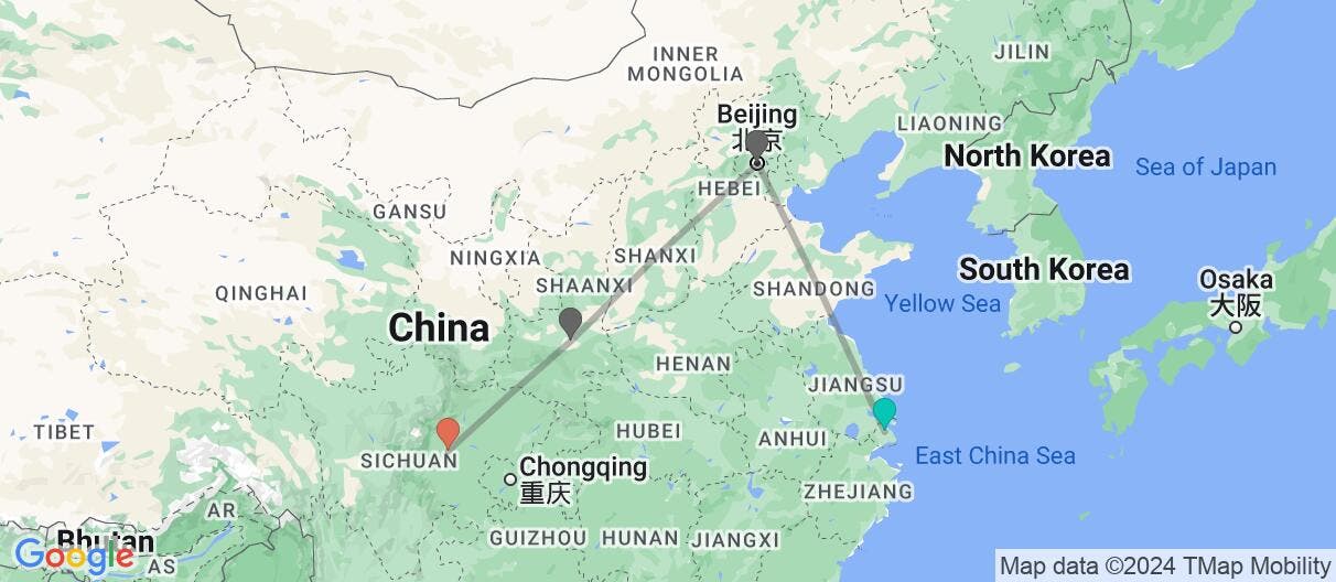 Map of Modern Shanghai & Chengdu’s Giant Pandas