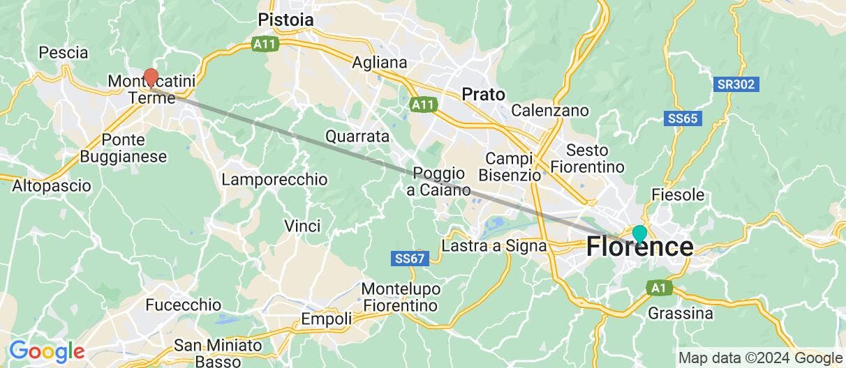 Map of Self-guided Tuscany with Florence & Pisa