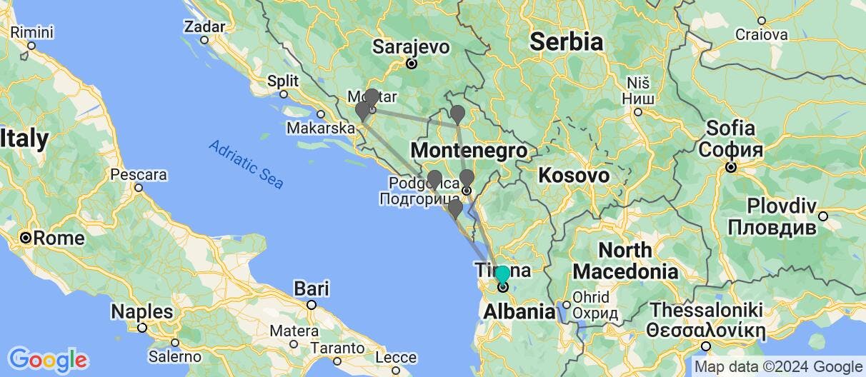 Map of Dreamy road trip through the Balkans