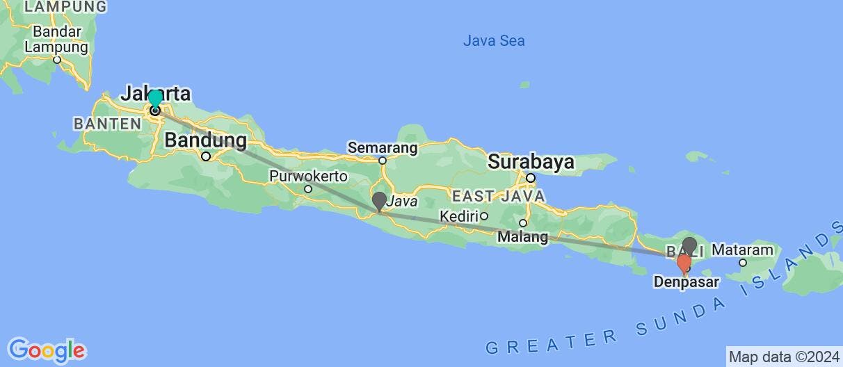 Map of Adventures in Java & Bali Paradise