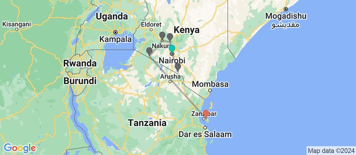 Map of Luxury Safari & All-Inclusive Zanzibar
