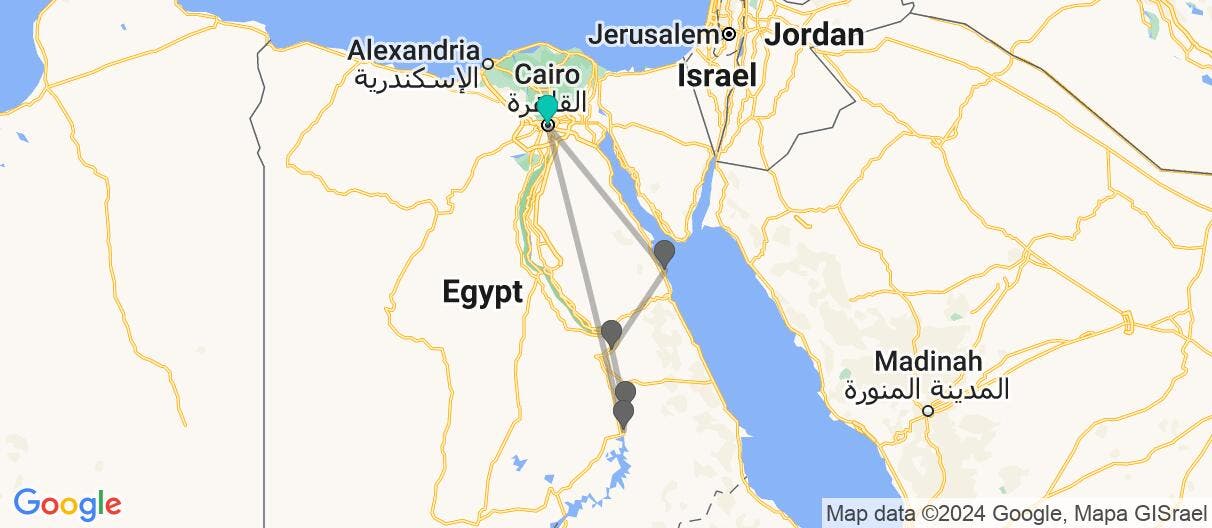 Map of Pyramids, Nile Cruise & All-Inc. Red Sea