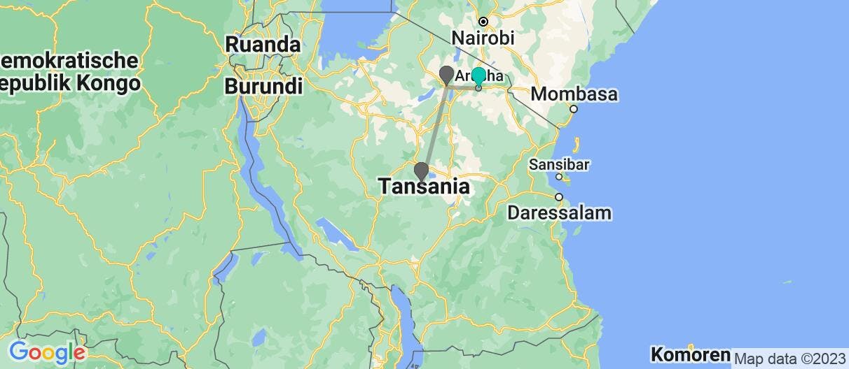Map of Safariabenteuer in Tansania