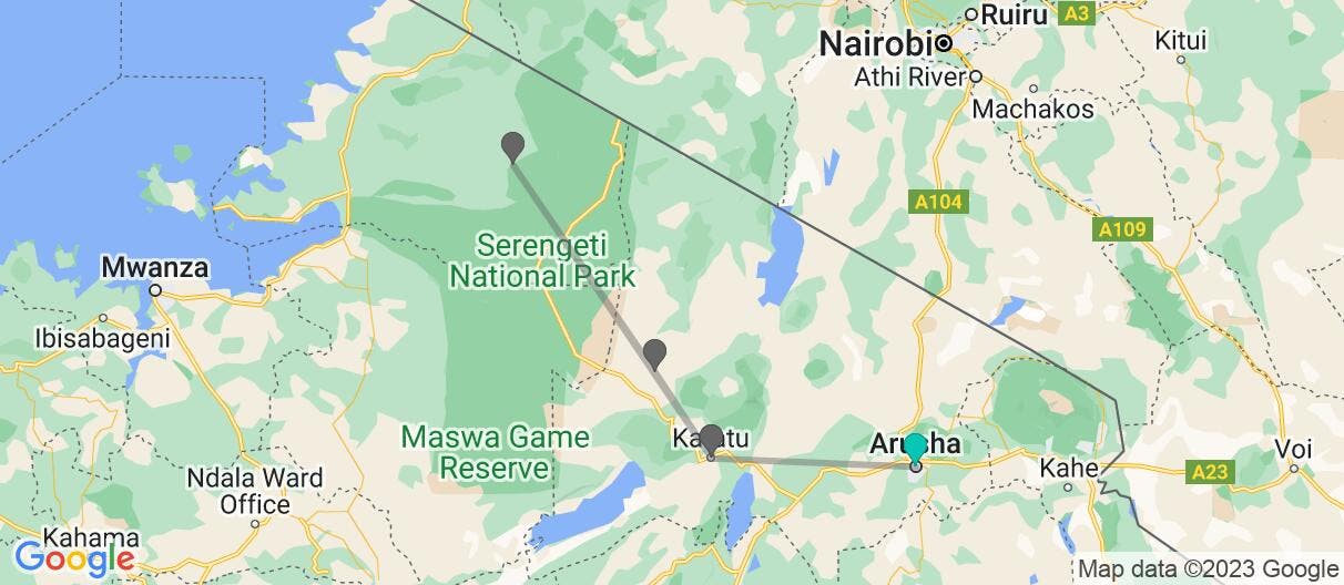 Map of Wildlife Parks & Serengeti Safari