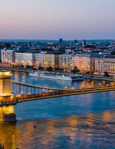 puente de budapest atardecer