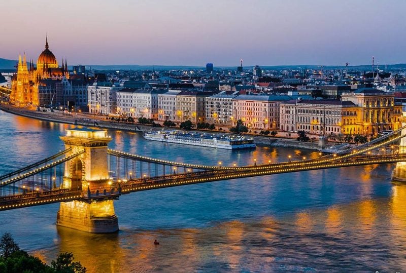 puente de budapest atardecer