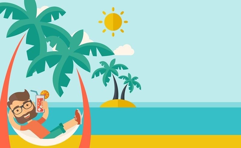 ilustración hombre disfrutando en la playa