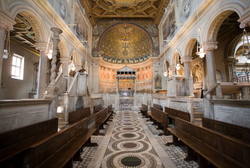 Interior of San Clemente basilica, Rome