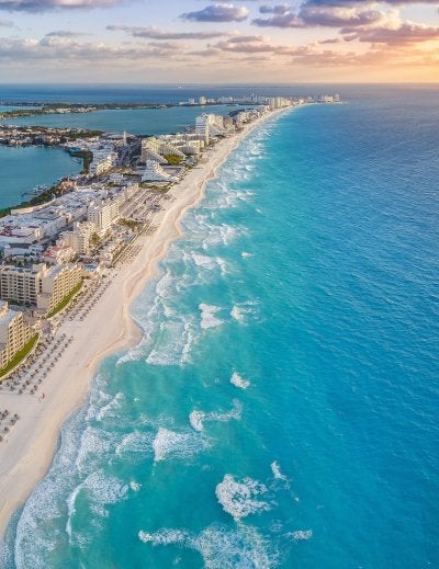 Cancun Coast with sun