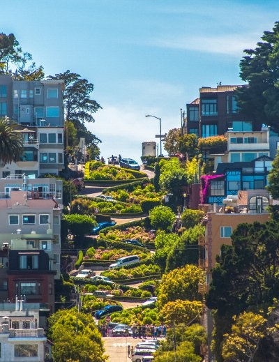 Famous Lombard Street in San Francisco, California