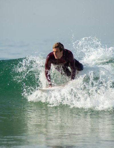 Surfer riding waves on the Portuguese coast