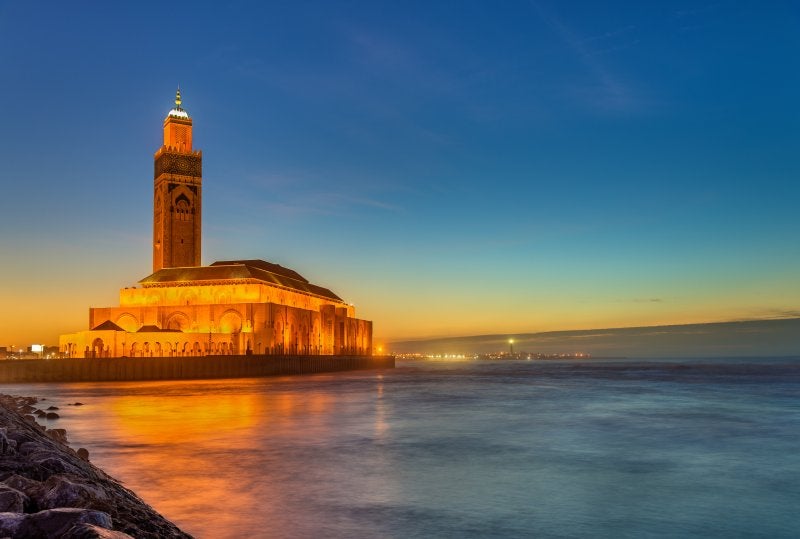 The Hassan II Mosque, the largest mosque in Morocco and the 13th largest in the world - Casablanca.