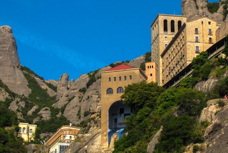 Montserrat Monastery perched among the jagged limestone peaks of Catalonia