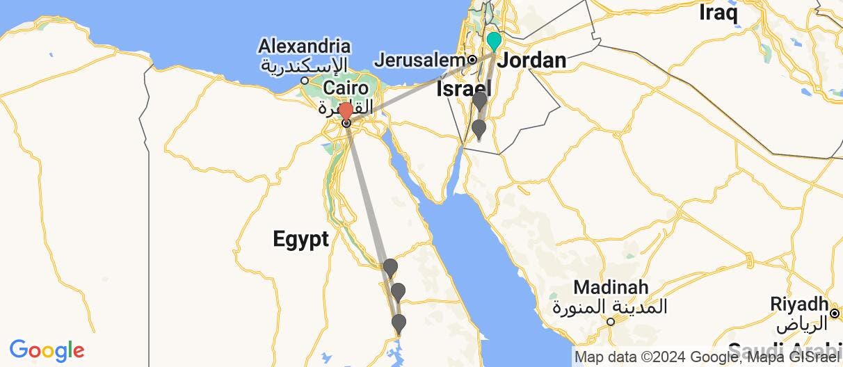 Map of Hashemite Kingdom, Pyramids & Nile Cruise