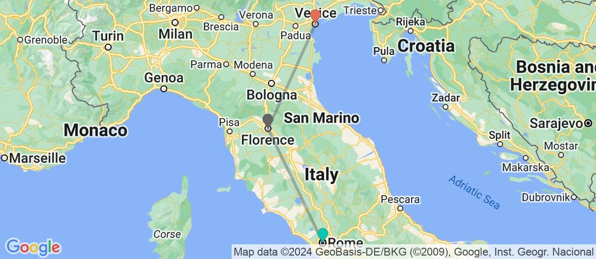 Map of Self-Guided Eternal Cities & Tuscany