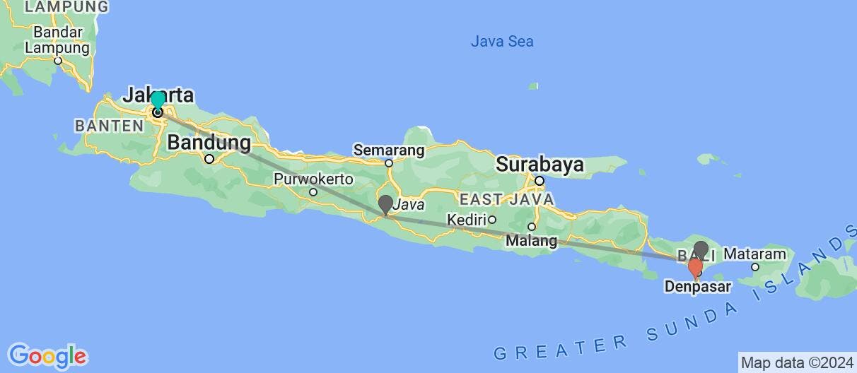 Map of Adventures in Java & Bali Paradise