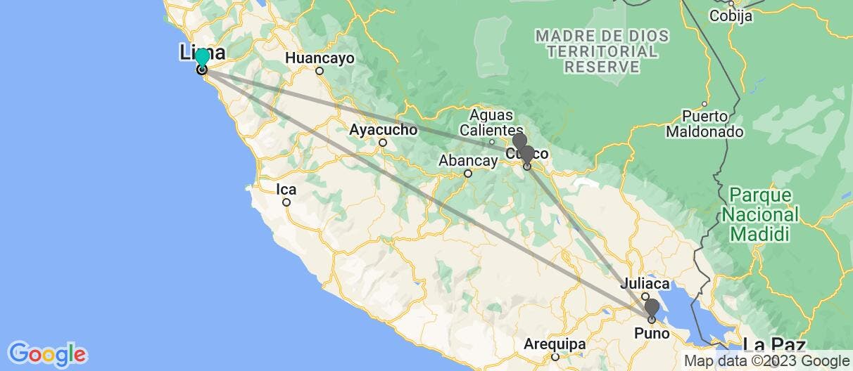 Map of From Sacred Valley to Lake Titicaca